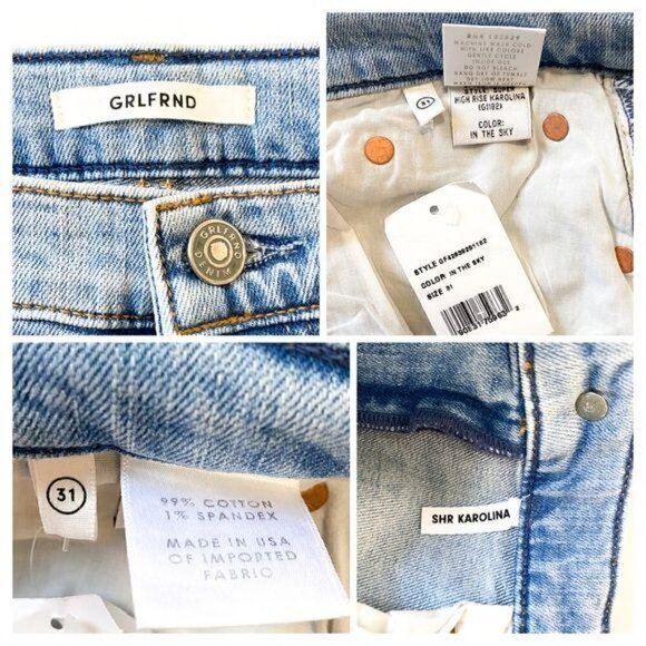 NWT GRLFRND Super Hi-rise Karolina Jeans-In the Sky‎ wash Size 31 - Picture 10 of 13